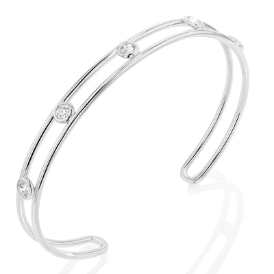 Braccialetto di polsini di zirconia di diamante di platino larghezza 6 mm braccialetto di polsini CZ