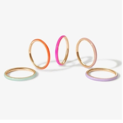 Anelli dorati rosa smalto 18K Anelli di impilamento in argento massello 925 sterling