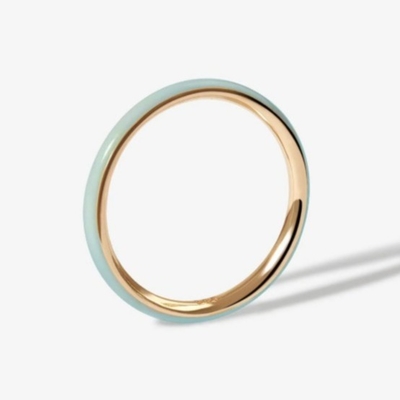 Anelli dorati rosa smalto 18K Anelli di impilamento in argento massello 925 sterling