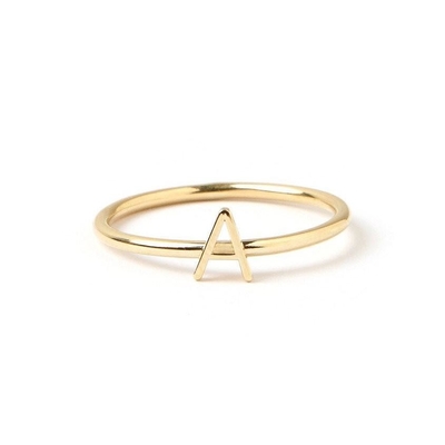 Mini Lettera d' Oro 14K personalizzata Anelli d' Argento Sterling 925 per donne