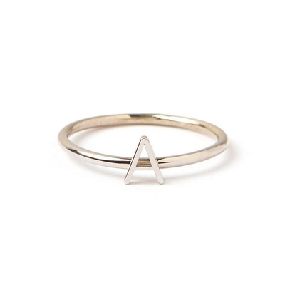 Mini Lettera d' Oro 14K personalizzata Anelli d' Argento Sterling 925 per donne