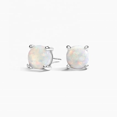 18K Oro 6MM Solitario Opal Stud Orecchini Per Donne E Ragazze Gioielli Pregiati