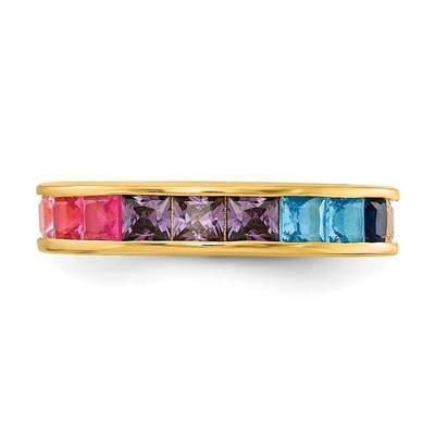 Colorato Cubico Zircon Eternity Anello di Nozze per Donne 925 Argento Eco-Friendly