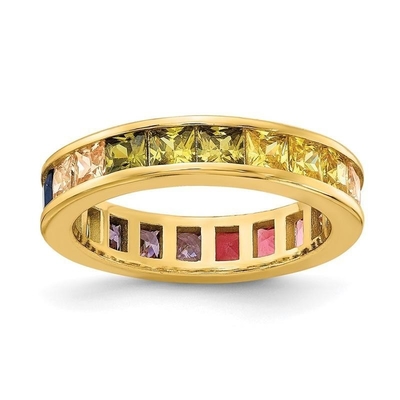 Colorato Cubico Zircon Eternity Anello di Nozze per Donne 925 Argento Eco-Friendly