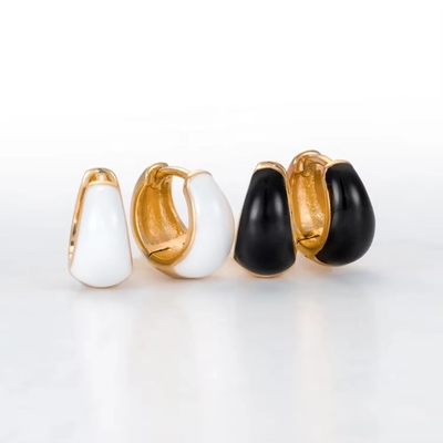 Gioielli per donna S925 in argento 18K oro in grassetto cupola colorata smalto piccoli orecchini Huggie