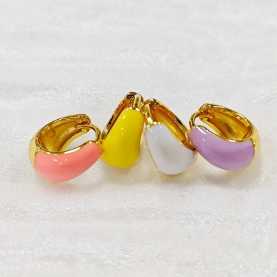 Gioielli per donna S925 in argento 18K oro in grassetto cupola colorata smalto piccoli orecchini Huggie