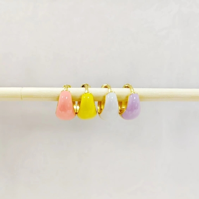 Gioielli per donna S925 in argento 18K oro in grassetto cupola colorata smalto piccoli orecchini Huggie