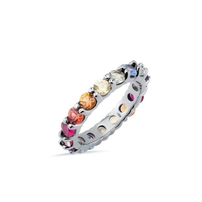 Accessoari in zircone cubo colorato di punta unica Donna 925 Sterling Silver Eternity Band Ring