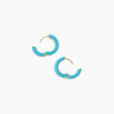 Logo personalizzato Chunky 18K Gold Plated Hoop Turchese Emanuele Colore 925 Sterling Silver Huggies Orecchini