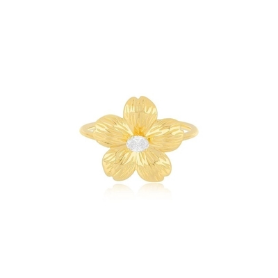 Forever Flower 18K oro rivestito Ovale CZ Anello femminile in 925 Sterling gioielli d'argento