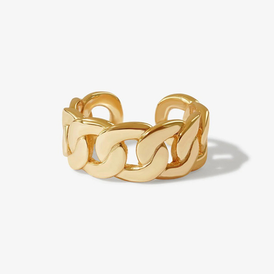 S925 Gioielli pregiati d'argento 14K Oro giallo Catena Chunky Anello aperto