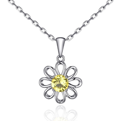 925 Sterling Silver Pendente di girasole con gioielleria a catena Disegno giallo zircone cubico