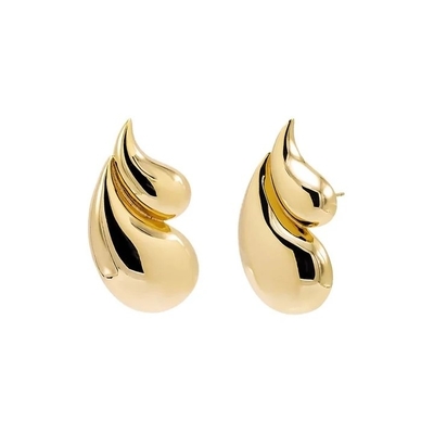 2024 Double Teardrop Fashion 18K orecchini dorati e accettazione del logo personalizzato