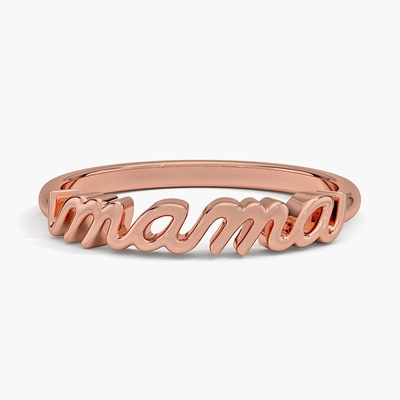 Classic 925 Sterling Silver14K Gold Anelli femminili MAMA altamente lucidati in design minimalista