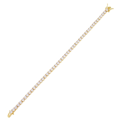 Articolo caldo 925 Sterling Silver Plating Gold 3mm Cubic Zirconia Tenis Bracelet Per Donne