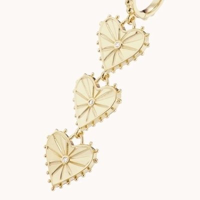Manifattura 14K Dangle Gold Plated Multi Huggies Heart Charm Orecchini Perfetto Presente
