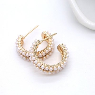 Accessori per donna 925 Sterling Silver Hoop Orecchini con Mother of Pearl Clear CZ