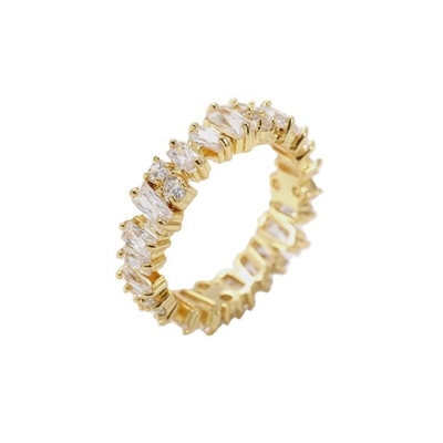 Gioielli da donna in argento Bianco diamante zircone Anelli per l'eternità con tecnologia di inserimento
