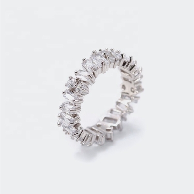 Gioielli da donna in argento Bianco diamante zircone Anelli per l'eternità con tecnologia di inserimento
