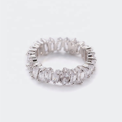 Gioielli da donna in argento Bianco diamante zircone Anelli per l'eternità con tecnologia di inserimento