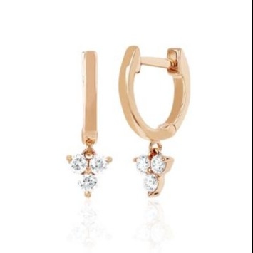 14K Gold Blossom Mini Huggie Diamond Trio Drop Orecchini Gioielli d'argento Materiale principale