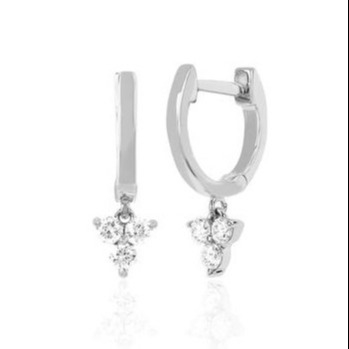 14K Gold Blossom Mini Huggie Diamond Trio Drop Orecchini Gioielli d'argento Materiale principale