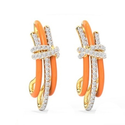 2024 Moda brasiliana Enigma Orecchini d'argento con epossidica arancione e gioielli bianchi CZ accessori