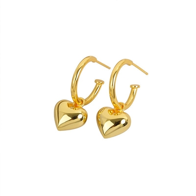 925 Sterling Silver Heart Shape Women Girl Hoop Earrings Gioielli dorati brasiliani
