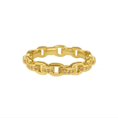 Catena di legame 18K Oro Delicato Individuale Super Fata 925 Sterling Anello d'argento