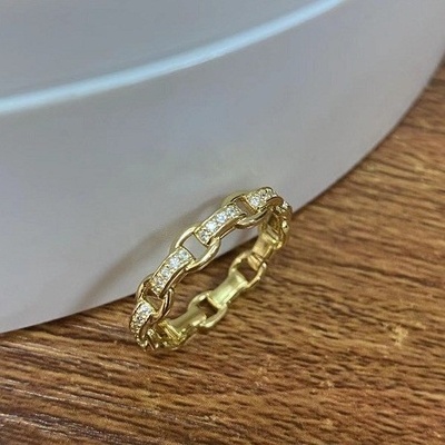 Catena di legame 18K Oro Delicato Individuale Super Fata 925 Sterling Anello d'argento