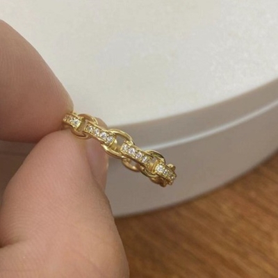 Catena di legame 18K Oro Delicato Individuale Super Fata 925 Sterling Anello d'argento