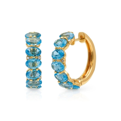 925 Sterling Silver Oval Green CZ Orecchini per donne 18K Gold Half Eternity Band