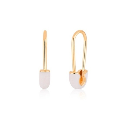 925 Sterling Silver Donna Fashion Pin Orecchini adornati con blu smalto goccia di finitura