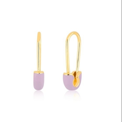 925 Sterling Silver Donna Fashion Pin Orecchini adornati con blu smalto goccia di finitura