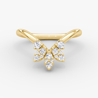 Nuovi arrivati disegna eleganti anelli 925 Sterling Silver 18K Gold Petal Crown Band