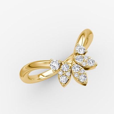 Nuovi arrivati disegna eleganti anelli 925 Sterling Silver 18K Gold Petal Crown Band