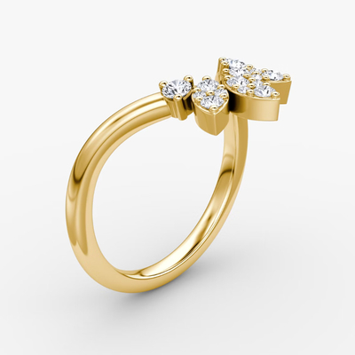 Nuovi arrivati disegna eleganti anelli 925 Sterling Silver 18K Gold Petal Crown Band