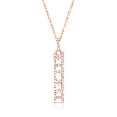 Elegante 925 Sterling Silver 14K Gold MAMA Collare a sospensione fluttuante lungo