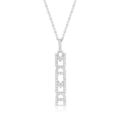 Elegante 925 Sterling Silver 14K Gold MAMA Collare a sospensione fluttuante lungo