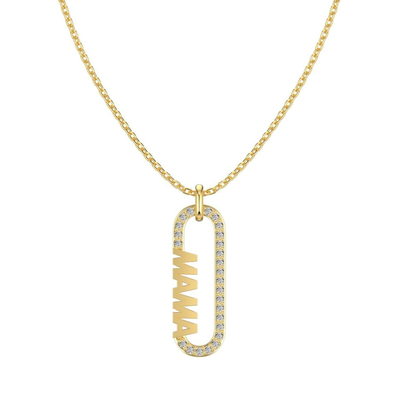 18k oro mamma clip pendente collana in 925 sterling argento