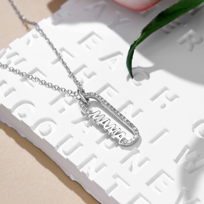 18k oro mamma clip pendente collana in 925 sterling argento