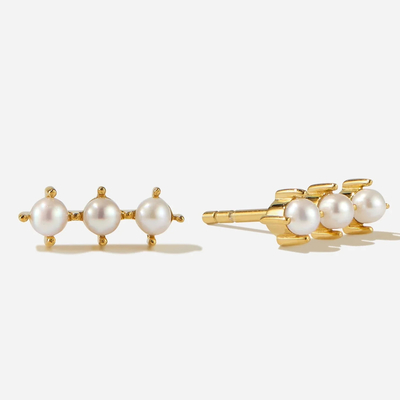 Orecchini in oro 18K Perla Stud Sterling Silver con logo personalizzato