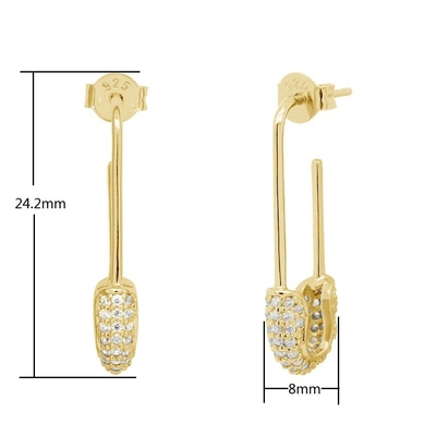Orecchini da cerchione per donne in argento 925 con diamante chiaro CZ gioielli in oro giallo brasiliano