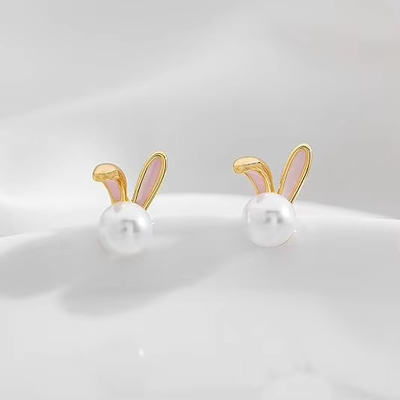 Coniglio di Pasqua orecchini di perla cerniere di zircone coniglio carota gioielli carini regali