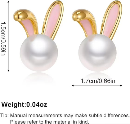 Coniglio di Pasqua orecchini di perla cerniere di zircone coniglio carota gioielli carini regali