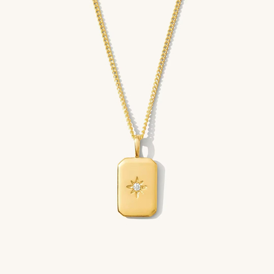 Collare dorato rettangolare stella piccola 925 Sterling Silver per bambini