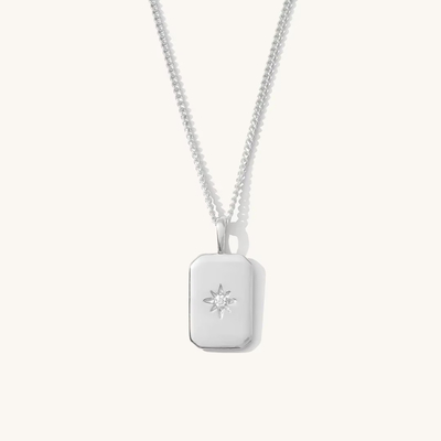 Collare dorato rettangolare stella piccola 925 Sterling Silver per bambini