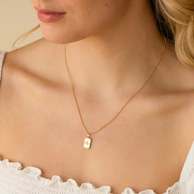 Collare dorato rettangolare stella piccola 925 Sterling Silver per bambini