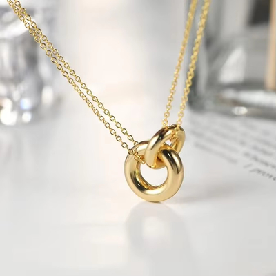 Squisita collana rotonda, 14 carati d'oro placcato 925 sterling argento collana rotonda per donne, collana opaca