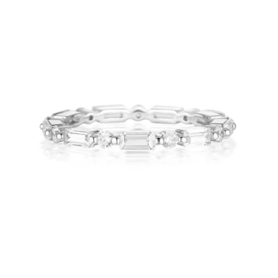 18K oro semplice moderno rettangolare taglio Bianco CZ 925 Sterling Silver Anello eterno donna regalo festa